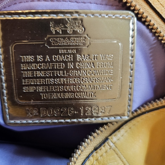 Coach Madison Sabrina Yellow Leather Shoulder Handbag Style 12937 - Picture 4 of 5